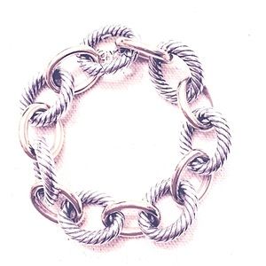 AUTHENTIC DAVID YURMAN XL (17 mm) Oval Link Bracelet Size M Ster Silv & 18k gold